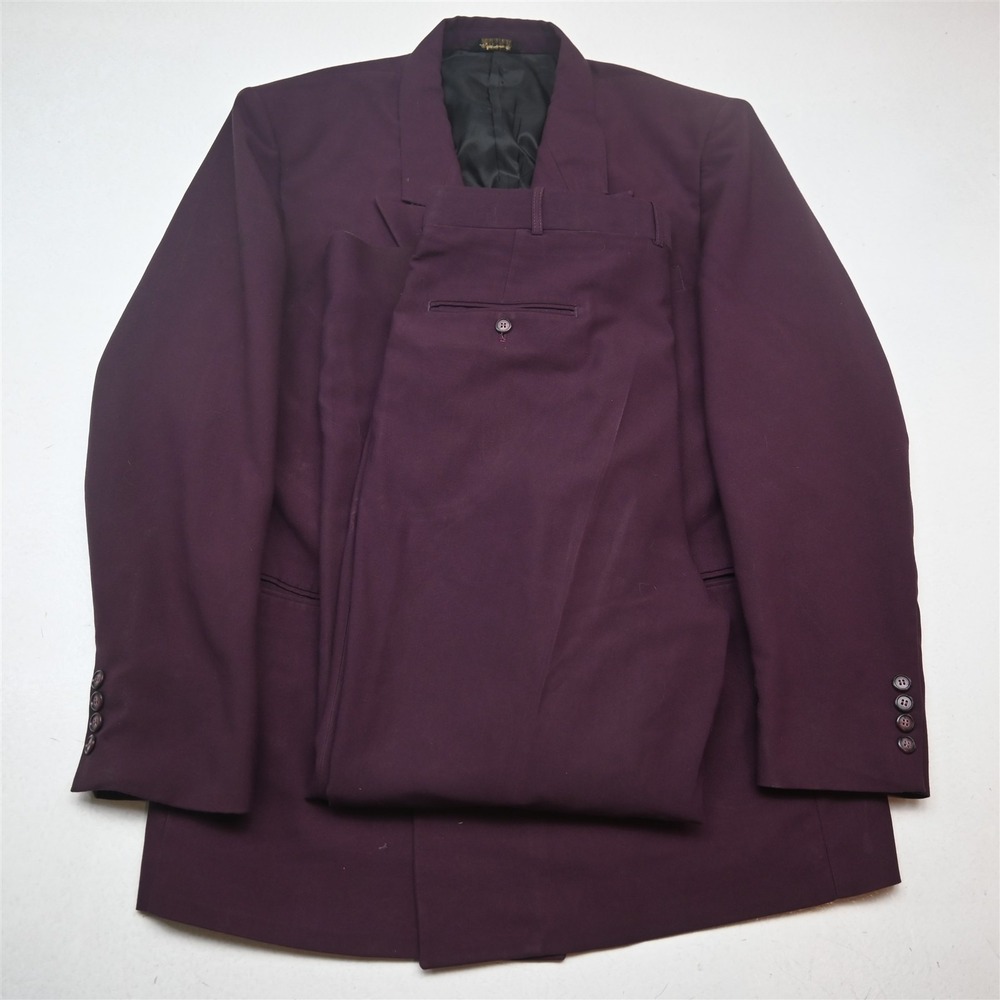 Gino Cappeli 44L 36x30 Maroon Red Double Breasted Mens Jacket Pants Suit